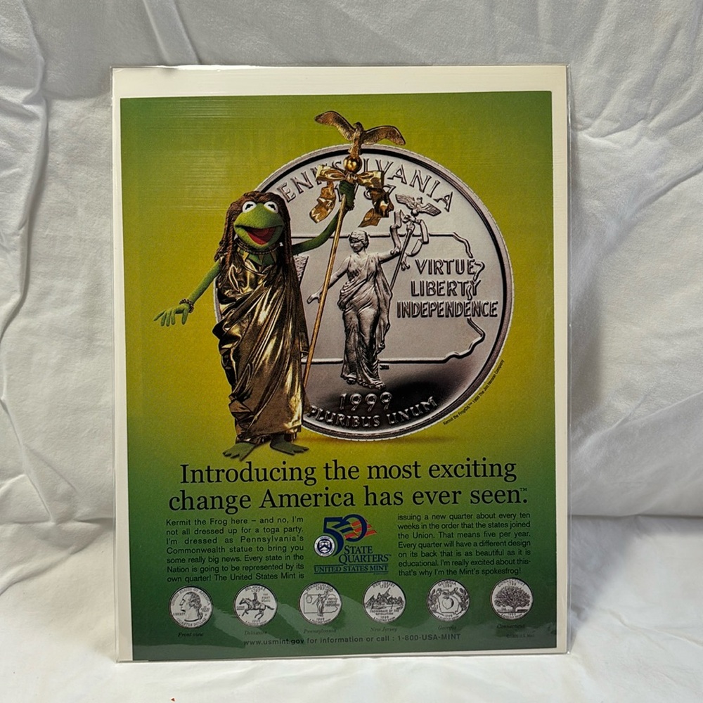 Muppets Kermit U.S. Mint State Quarters Magazine Ad